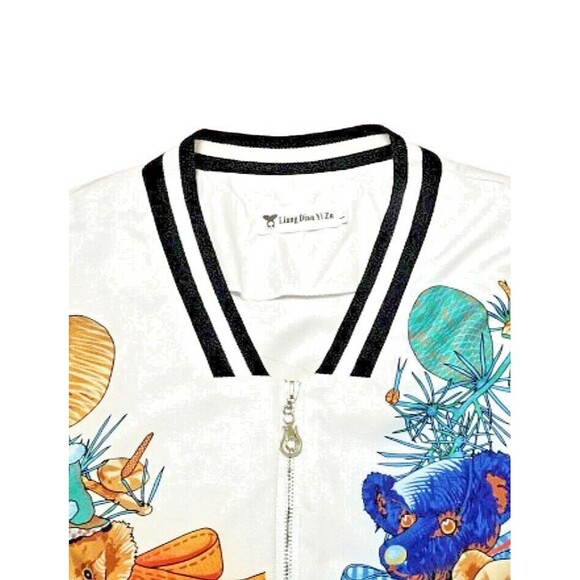 LIANG DIAN YI ZU White Colorful Teddy Bear Skater Shirt Dress Large Knee Length - Picture 3 of 11